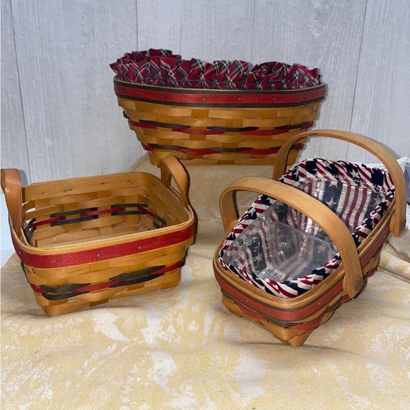 Longaberger All American Summertime Basket Bundle 3 Red and Blue weave July 4th - Picture 1 of 9
